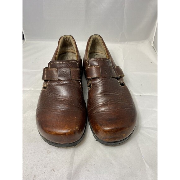 VINTAGE Clarks Mary Jane Closed-Toe Loafers 7M Brown Leather Fit Like 9W - Picture 5 of 9